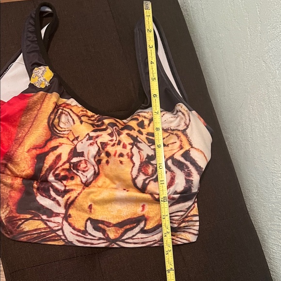 # 0649 ** Women Thee Golden Tiger Sport Bra Black/ Orange - Picture 2 of 8